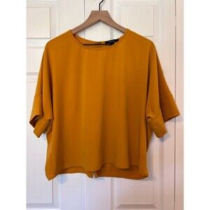 Forever 21 Women's Mustard Yellow Short Sleeve Blouse Top Size L
